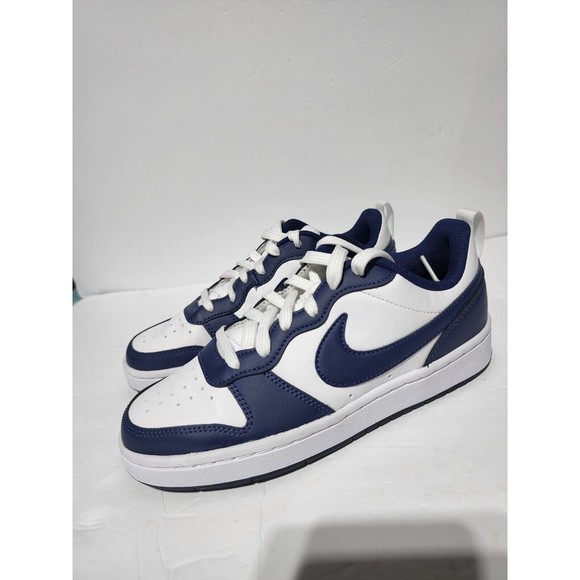 New Nike Court Borough Low 2 (GS) White/Navy Sz 5Y Wmns 6.5 BQ5448 107 main image 5